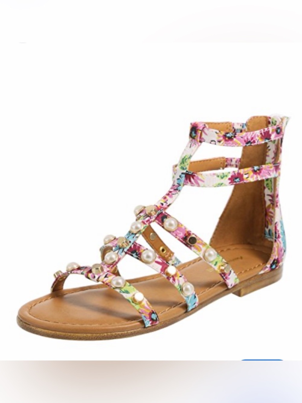 Brash Girls Electra Floral Pearl Gladiator Sandal - Pink Floral Sz 6